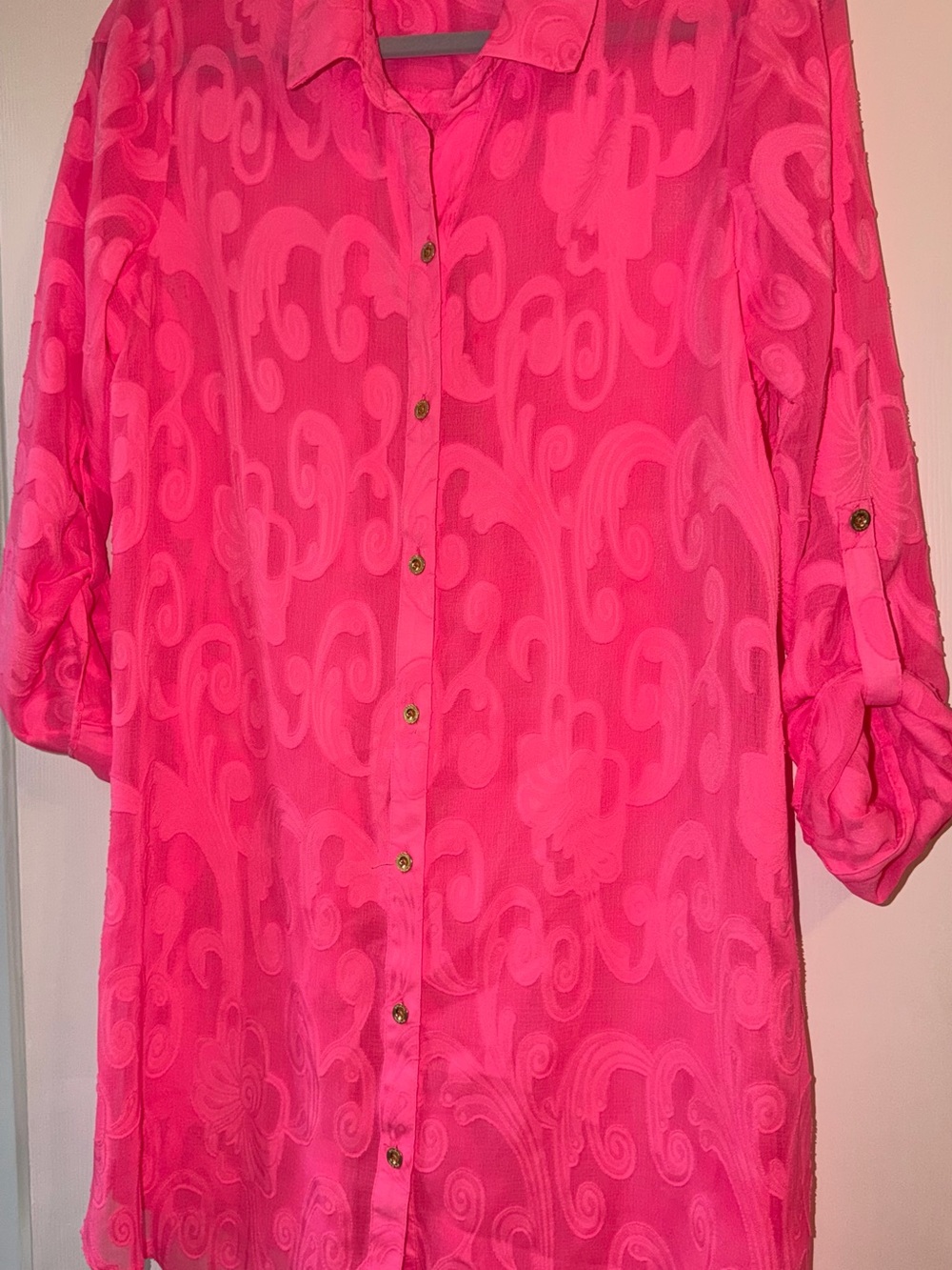 Lilly Pulitzer Natalie Swim Cover-up Roxie Pink Poly Crepe Swirl Clip Medium - Picture 4 of 10